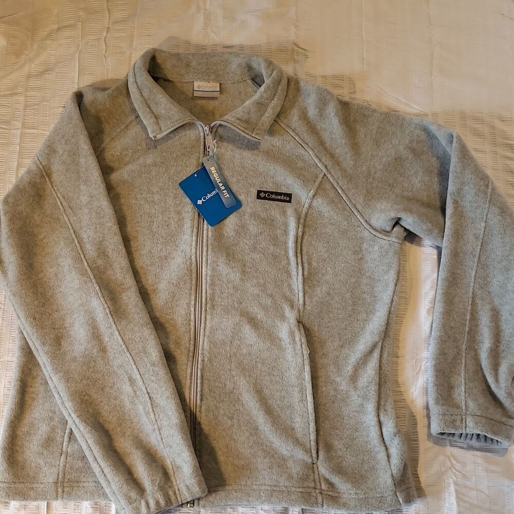Columbia Zip Up Light Gray Fleece Jacket Women's X Large New With Tags NWT
